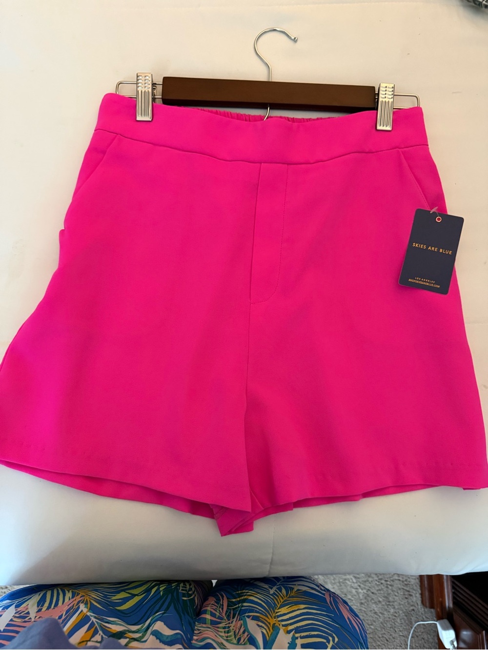NWT-Skies Are Blue-Hot Pink High Waist Pull-On Shorts Size Small